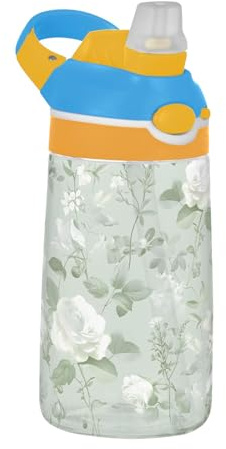 Mnsruu Bottiglia d'acqua verde chiaro per bambini con cannuccia Tritan bottiglia per scuola all'aperto viaggi