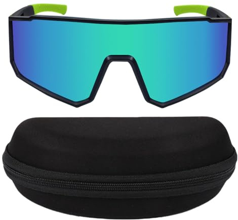 Jsleid Halkfria snabbglasögon, cykelglasögon, vindtäta cykelglasögon, sportsolglasögon för män och kvinnor, UV400, för MTB Rennrad Radfahren Ski Outdoorsport Laufen (grön)