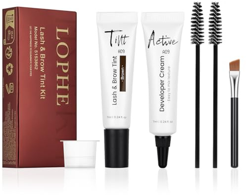 LOPHE Set per la Colorazione di Sopracciglia, 6PCS Colorazione Ciglia e Sopracciglia, Risultato Naturale, Salone Uso domestico per Sopracciglia Piene e Ciglia Volume(Marrone)