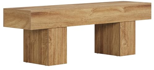 Tribesigns Banco de Madera para Comedor 140 cm, Estilo Rústico para Cocina, Salón, Entrada y Dormitorio, Color Marrón