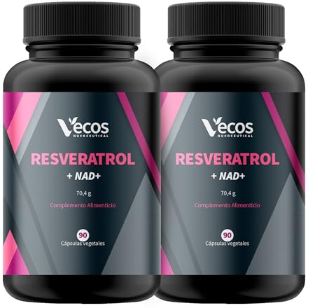 Resveratrol con NAD+, Quercetina y Bioperine – Energía Celular y Antioxidante Avanzado – 90 Cápsulas Veganas
