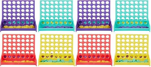 THE TWIDDLERS 48 Mini Four In A Row Board Games, 4 Assorted Colours, Multipack Mini Game Party Bag Fillers for Kids Birthday, Unisex Connect Challenge, Classroom Gifts Rewards Age 3+