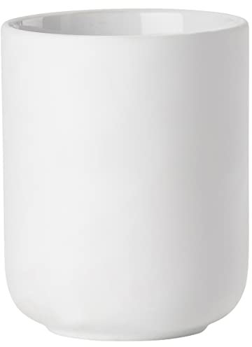 Zone Denmark - Gobelet Brosse à Dents Ume - Gobelet Salle de Bain, Porte Brosse à Dents - Grés - D8,3cm H10,3 cm - ÉLéGant & Design Minimaliste & scandinave - Blanc