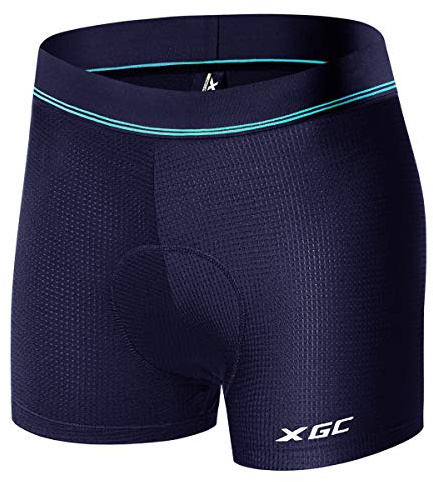XGC Pantalones cortos de ciclismo para mujer, con acolchado elástico transpirable de gel 4D con alta densidad (S, azul)
