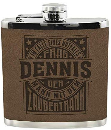 History & Heraldry Echter Kerl Flachmann Dennis - individuell und personalisiert mit Gravur, Name und Spruch