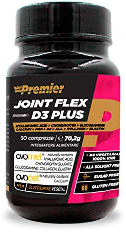 Premier Integratori Joint Flex D3 Plus - 60 compresse | membrana d’uovo in polvere e calcio da guscio d’uovo (Ovocet®) | Glucosammina di origine vegetale, MSM, acido lipoico, vitamina D3