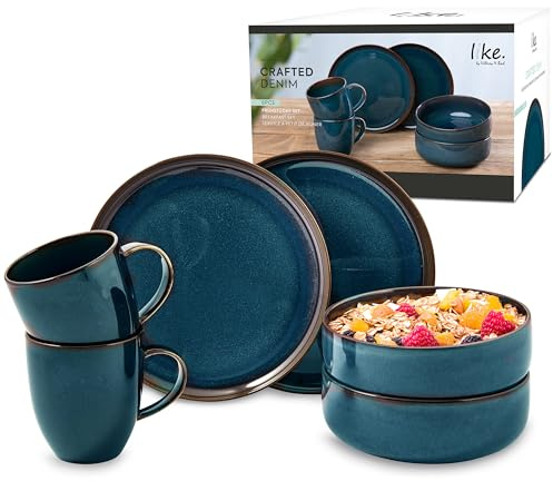 like. by Villeroy & Boch Crafted Denim Frühstücks-Set, 6 tlg., für 2 Personen, blau