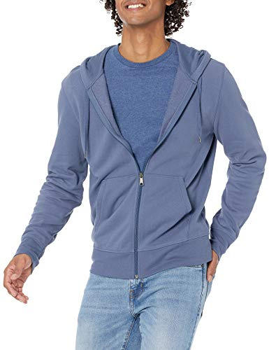 Amazon Essentials Men's Lightweight French Terry Full-Zip Hoodie, Indigo, Medium