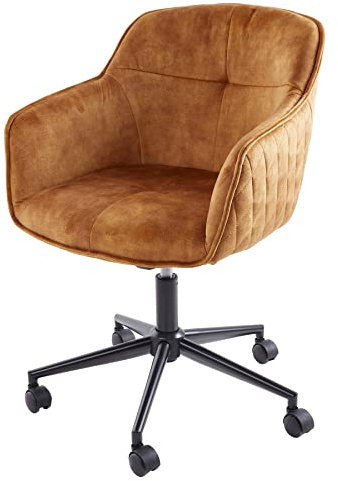 riess-ambiente.de Höhenverstellbarer Bürostuhl Euphoria senfgelb Samt mit Ziersteppung Büro Stuhl Bürosessel mit Rollen