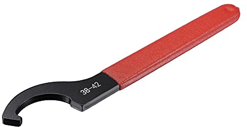 sourcing map C Hook Spanner Wrench Collet Chuck for 38-42mm Round Nut, with Red Non-Slip Handle
