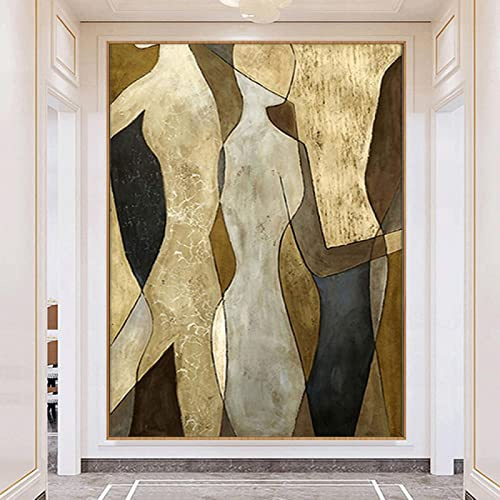 HOLEILUCK Quadri Astratti Decor Wall Art Immagini Divano Dorato Murale Real Picasso Pittura A Olio Decorazione Della Parete Soggiorno 75x125cm(29.5x49.2in) Con Cornice