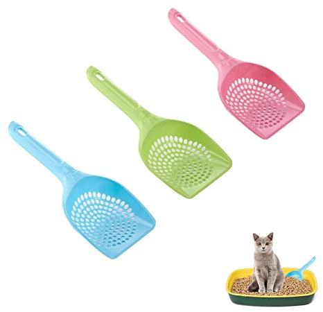 HNLAZJL 3 Pcs Non Sticky Cat Litter Scoop Durable Cat Litter Shovel Pet Care Sand Waste Scooper Shovel for Litter Box