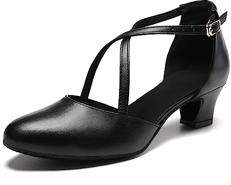 RUYBOZRY Chaussures de Danse Latine Femmes Salsa Tango Bachata Chaussures de Caractère Danse de Salon YCL881-Noir-4cm Talon,EU 41