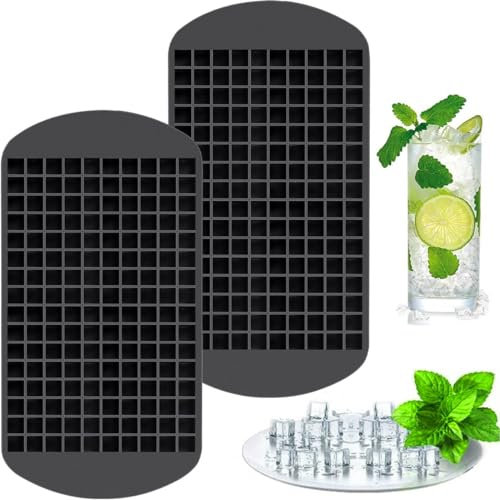 Lesipee Mini Eiswürfel, Eiswürfelform Silikon für 160 Eiswürfel für Küche, Getränke/Bier/Babynahrung/Fruchteiswürfel, 1x1 cm (2 Stück Eiswürfelbehälterm)