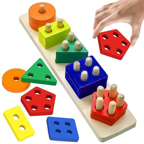 MILIAFLICK Montessori Spielzeug ab 1 Jahr, kinderspielzeug ab 1-3 Jahr Holzspielzeug Stapelturm Baby Stapelturm Motorikspielzeug 1-3 Jahr Babyspielzeug Sortierspiel Lernspielzeug Steckpuzzle