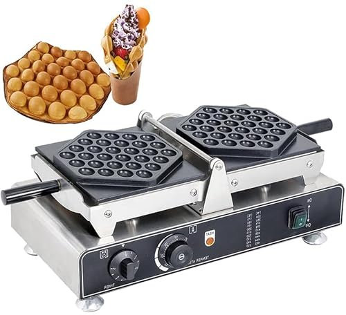 HLGKBY Máquina para Hacer gofres de Huevo Comercial de 1600 W, máquina para Hacer gofres de Burbujas con Revestimiento de teflón Antiadherente, máquina para Hacer Tortillas a 50-300 °C,