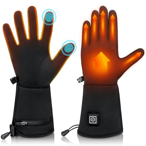 Beheizbare Handschuhe Damen Herren, Beheizte Handschuhe mit Akku, 3 Heizstufen Wasserdicht Touchscreen Handschuhe Winterhandschuhe für Wintersport, Motorrad, Skifahren, Klettern,Wandern