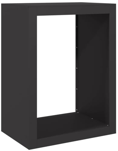 vidaXL Vedställ svart 60x40x80 cm stål, vedhylla, ved förvaring, vedförvaring, vedhyllor, vedställ metall