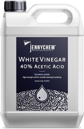 40% Acetic Acid (White Vinegar) – Technical Grade Cleaning Vinegar Alternative – Concentrated Solution for Professional Cleaning, Limescale Removal, Descaling & Outdoor Use (5 Litre)