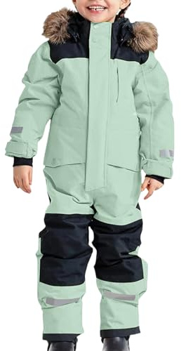 Generisch Skianzüge Klassisch Einteilige Schneeanzug Kinder Unisex Schneeoverall Winddicht Wasserdicht Skioverall mit Kantenschutz Kinder Overall Thermo Outdoor Bergsteigen Funktionsanzug