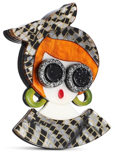 ROMISBABA Spilla Donna a Forma di Ragazza in Acrilico Elegante e Facile da Appuntare, Accessorio alla Moda per Abbigliamento e Regalo la Festa della Mamma Colore Casuale