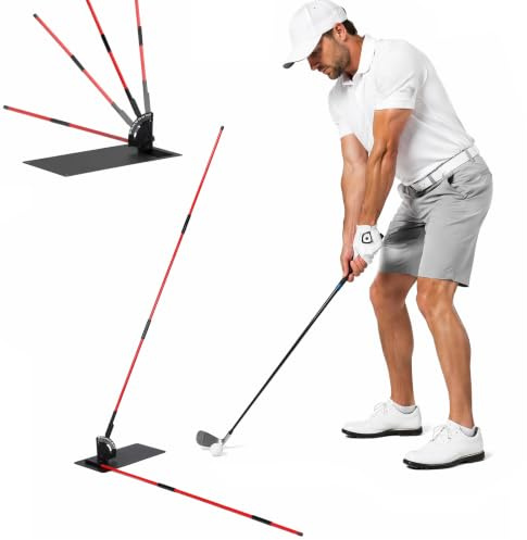 ZEMBSOYA Club Alignment Stick Holder, Gloftraining aids 0-80° Adjustable Angles, Stable, Golftraining Aid for Swing Plane and Swing Path Training, Golfswing Trainer for In/Outdoor, Green