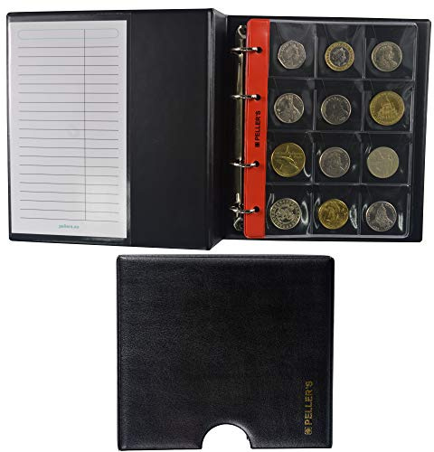 PELLER'S Album pour 120 Monnaies. Classeur M. 10 Feuilles, 120 Pièces pour Monnaies jusqu'à 40 mm de Diamètre. avec Étui de Protection