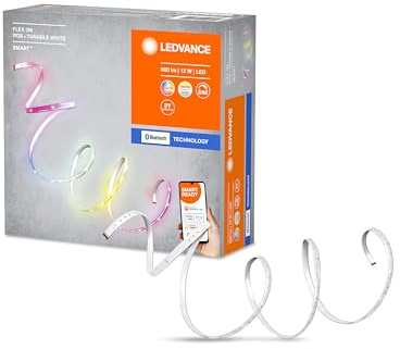 Ledvance LED Smartes Silikon Lichtband mit Bluetooth Technologie für Innen, 3 Meter Länge, Lichtfarbe änderbar (2000-6500K), RGB Farben änderbar, Steuerbar mit Google, Alexa, SMART+ BT FLEX 3M
