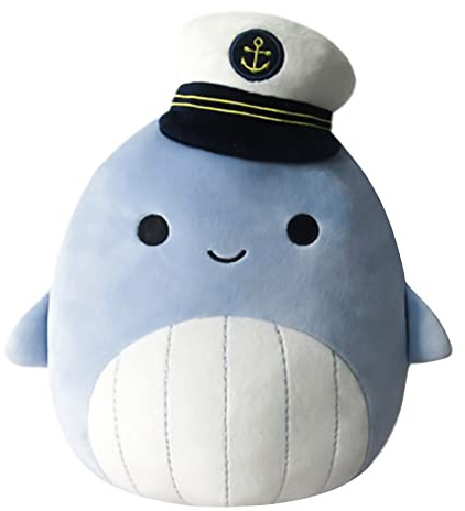 Squishmallows 8-Inch Samir Blue Whale with Sailor Hat - Little Ultrasoft Official Kelly Toy Plush