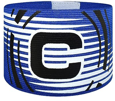 FUNAUPGO Sports Captain C Arm Band, Unisex, Soccer, Blue (Adjustable, Nylon, One Size Fits All, Breathable, Durable, Fluorescent)