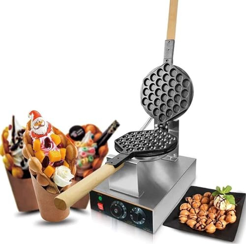 Máquina for hacer gofres de cono de helado comercial, máquina for hacer gofres eléctrica, panadero de cono de huevo de acero inoxidable con revestimiento de teflón antiadherente, control de temperatur