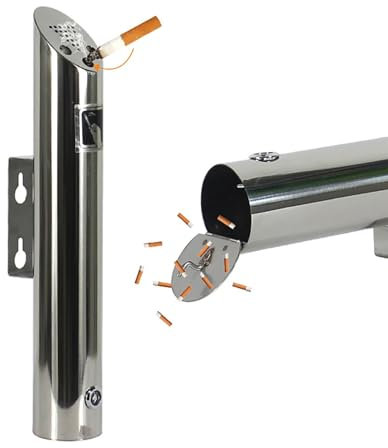 2L Outdoor Wall-mounted Ashtray Outdoor Cylinder Ashtray Cigarette Ash Bin Stainless Steel Ash Tray Creative Cigar Butt Bin for Hotels Street Clubs