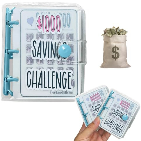 FineInno Budget Planner 1000 Savings Challenge Mini BudgetBinder med sedelkuvert Money Organizer hushållsbok för pengar spara kontanter Stuffing
