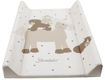 Sterntaler Wickelauflage Bauernhof - Wickeltischauflage mit Druckmotiv - Wickelauflage 50 x 70 cm - hygienisch und erleichtert das Wickeln, pflegeleichtes und abwischbares Material, ecru