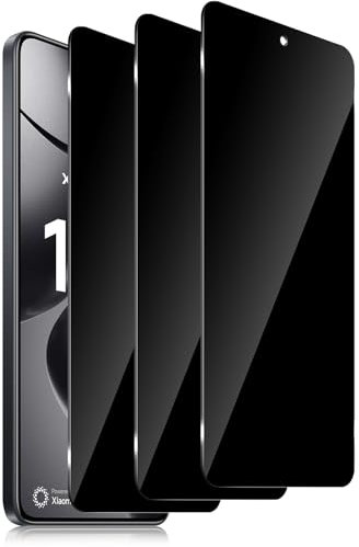 Xunzii Protector de Pantalla de Privacidad Cobertura Completo Compatible con Xiaomi 14T/14T Pro, [Sin Burbujas] Anti Espía Alta Sensibilidad Cristal Vidrio Templado - 3 Piezas