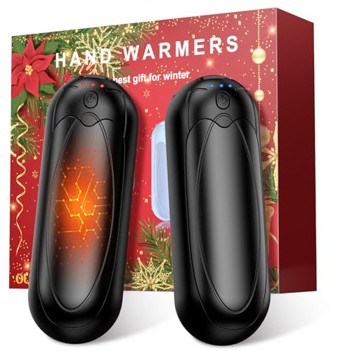 Handwärmer Wiederaufladbar 2er-Set, 7000mAh Elektrische Taschenwärmer mit 3 Heizstufen, Tragbare Magnetische Handwärmer, Wintergeschenk für Damen & Herren, Schwarz