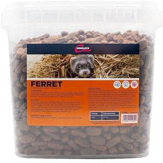Chudleys Ferret Food Bucket 2.6kg - Complete Dry Ferret Food with Chicken, Salmon and Taurine, High Protein Adult Ferret Diet with Vitamins and Minerals