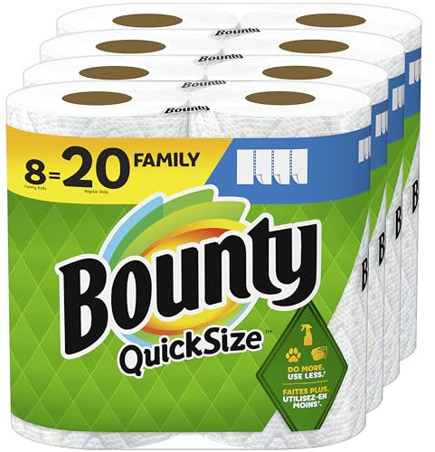 Bounty Papierhandtücher, Weiß, 8 Familienrollen = 20 normale Rollen, weiß, 1