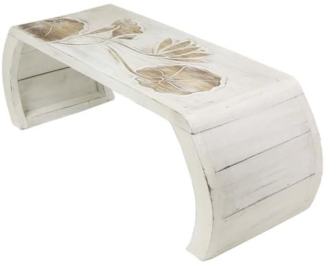 Oriental Galerie Beistelltisch Couchtisch Opiumtisch Brücke Blumentisch Betttisch Laptoptisch Notebooktisch Lotus 30 cm Höhe Weiß Groß