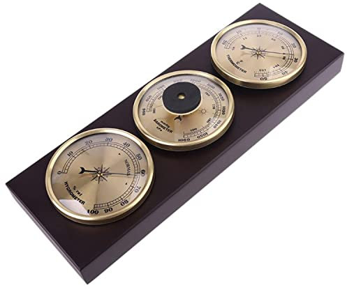 Wetterstation, Barometer, Thermometer und Hygrometer, Barometer mit Holzrahmen-Basis, keine Batterien erforderlich, Barometer-Wetterinstrumente, analoge Wetterstation, Barometer für zu Hause