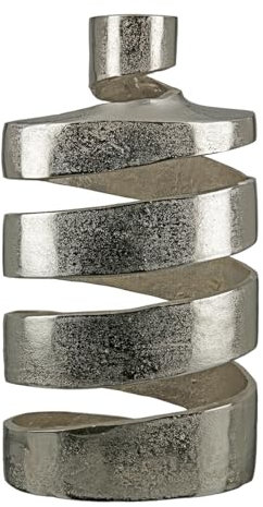 GILDE Deko große Vase Dekovase Dekoobjekt XL - aus Aluminium - für Zweige Äste Trockenblumen - Dekoration Winter Weihnachten Silberne Weihnachtsdeko - Farbe: Silber Höhe 35,5 cm