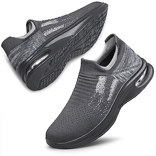 Women's Walking Shoes Lightweight Casual Jogging Shoes Ladies Tennis Shoes Workout Non-Slip Gym Sneakers Grey Size 4