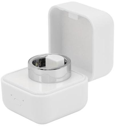 Dilwe Stilvoller Smart Ring für IOS, überwacht den Gesundheitszustand, Steuert die Telefonkamera, IPX8 Wasserdicht, Ladeetui Im Lieferumfang Enthalten (NO 19)