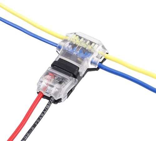 T Tap Wire Connectors for 14-18 AWG, No Stripping 3 Way 2 Pin, Solderless Splice, Low Voltage - 12 Pack