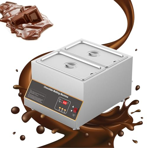 Ddasam Temperatrice cioccolato, Macchina per fusione di cioccolato, Non è necessario aggiungere acqua, controllo intelligente della temperatura con display digitale Isolamento continuo 6KG*2