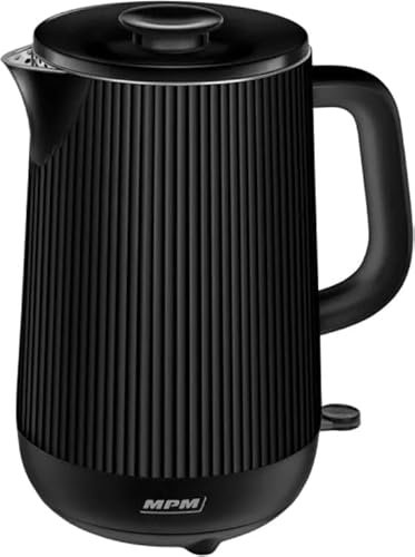 MPM - Leiser Doppelwandiger Edelstahl-Wasserkocher - 1,7 Liter - 1800W - Coolwall (Schwarz)