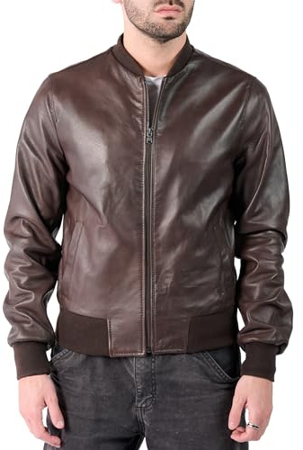 BARONE giacca pelle uomo, giubbotto pelle foderato bomber in pelle, per ogni occasione la migliore giacca in pelle uomo Made in Italy RICCARDO (IT, Testo, M, Regular, Regular, marrone)