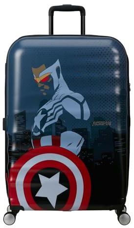 American Tourister Marvel Legends FL - Spinner L Koffer, 77 cm, 96 L, Mehrfarbig (Captain America City)