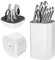 White Knife Block Without Knives Ninonly 3 in 1 Universal Square Knife Block with Scissors Slot and Sharpening Rod Detachable Kitchen Knife Holder for Easy Cleaning Space Saver