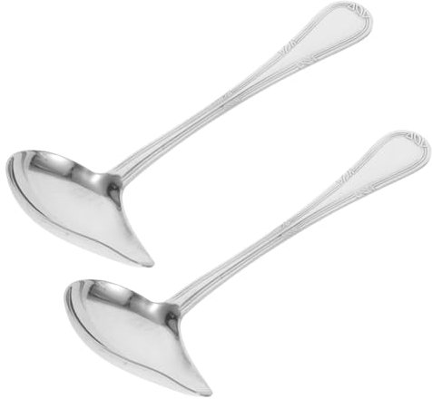 FUNNETOYU Cucchiaio in Acciaio Inossidabile Mestolo Di Salsa Cucchiaio Da Condimento Per Sugo Piccoli Mestoli Per Servire La Salsa Mestolo Con Beccuccio Stille Di Sugo Argento